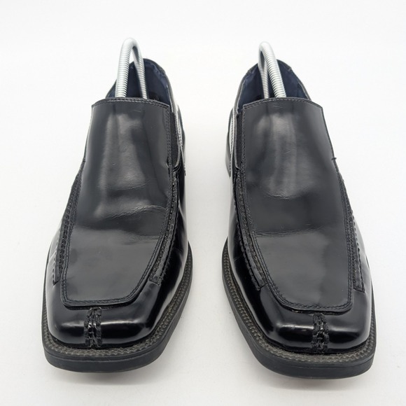 Bacco Bucci Studio Mens Black Leather Square Toe Slip On Loafer Dress Shoes 11.5 - Picture 2 of 14